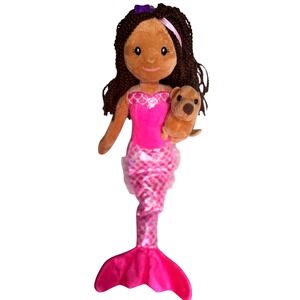 The Petting Zoo Mermaid Plush Doll 17" Pink Tail Brunette w
